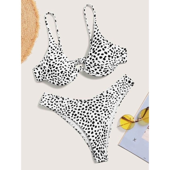 SHEIN Other - Dalmatian Print Underwired High Cut Bikini Swimsuit